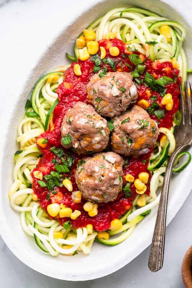 Easy Mexican Meatballs With Zucchini Noodles