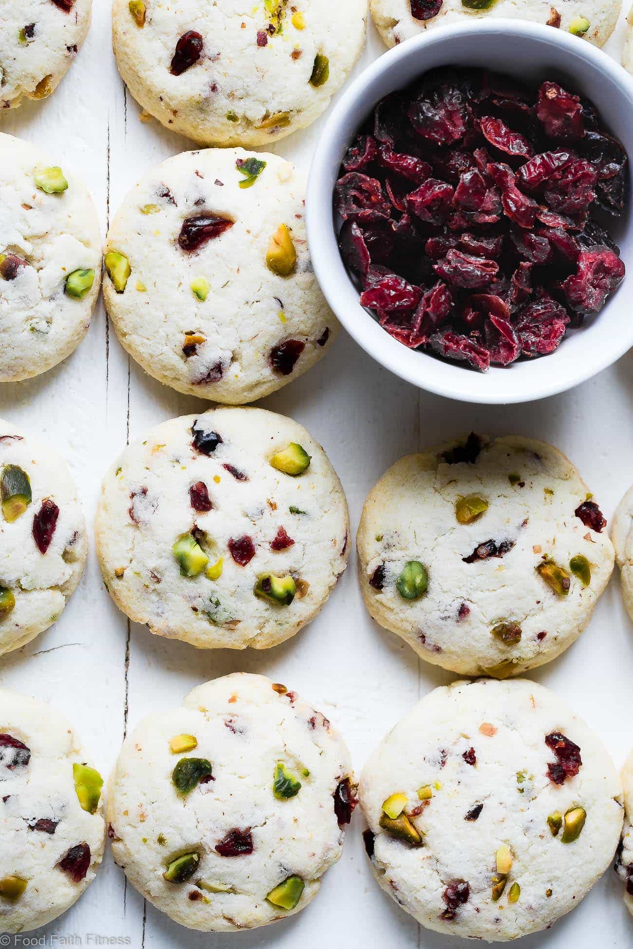 Gluten Free Sugar Free Sugar Cookies - These quick and easy, CHEWY sugar free sugar cookies have tangy and crunchy cranberries and pistachios! They're a healthier Christmas treat for only 95 calories! | #Foodfaithfitness | #Glutenfree #Sugarfree #Lowcarb #Healthy #Sugarcookies Chewy Gluten Free Sugar Free Sugar Cookies Recipe - These quick and easy, CHEWY sugar free cookies have tangy and crunchy cranberries and pistachios! They're a healthier Christmas treat for only 95 calories! | Foodfaithfitness.com | @FoodFaithFit
