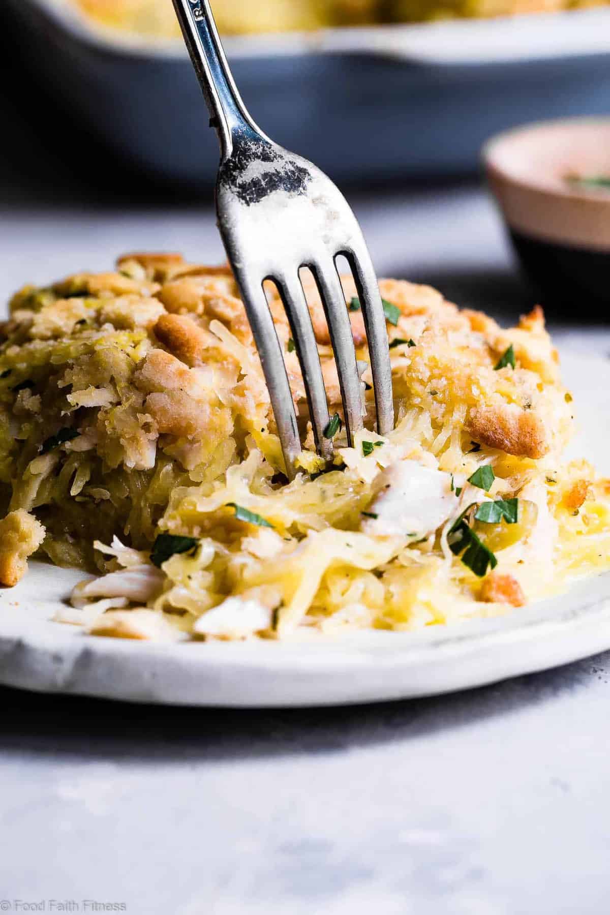 Healthy Chicken "Noodle" Spaghetti Squash Casserole - This Healthy Chicken Noodle Casserole uses spaghetti squash so it's gluten free and dairy free! Homemade condensed chicken soup makes it SO creamy! The best healthy comfort food! | #Foodfaithfitness | #Glutenfree #Healthy #Dairyfree #Spaghettisquash #Casserole Healthy Chicken "Noodle" Spaghetti Squash Casserole - This Healthy Chicken Noodle Casserole uses spaghetti squash so it's gluten free and dairy free! Homemade condensed chicken soup makes it SO creamy! The best healthy comfort food! | #Foodfaithfitness | #Glutenfree #Healthy #Dairyfree #Spaghettisquash #Casserole