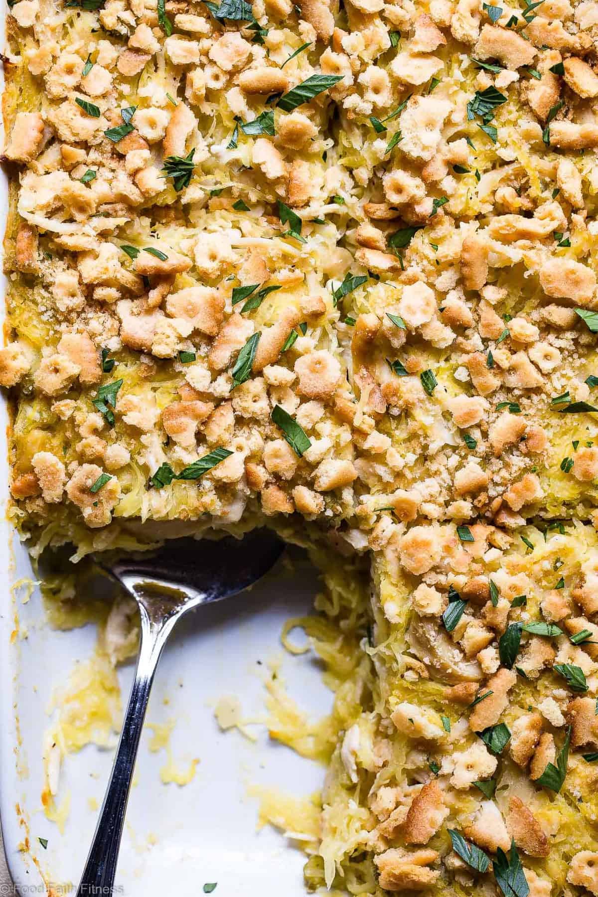 Healthy Chicken "Noodle" Spaghetti Squash Casserole - This Healthy Chicken Noodle Casserole uses spaghetti squash so it's gluten free and dairy free! Homemade condensed chicken soup makes it SO creamy! The best healthy comfort food! | #Foodfaithfitness | #Glutenfree #Healthy #Dairyfree #Spaghettisquash #Casserole Healthy Chicken "Noodle" Spaghetti Squash Casserole - This Healthy Chicken Noodle Casserole uses spaghetti squash so it's gluten free and dairy free! Homemade condensed chicken soup makes it SO creamy! The best healthy comfort food! | #Foodfaithfitness | #Glutenfree #Healthy #Dairyfree #Spaghettisquash #Casserole