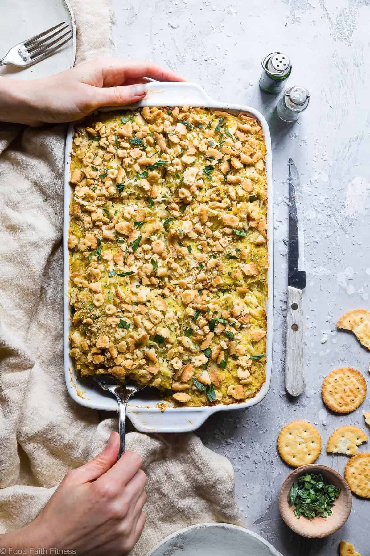 Healthy Chicken "Noodle" Spaghetti Squash Casserole - This Healthy Chicken Noodle Casserole uses spaghetti squash so it's gluten free and dairy free! Homemade condensed chicken soup makes it SO creamy! The best healthy comfort food! | #Foodfaithfitness | #Glutenfree #Healthy #Dairyfree #Spaghettisquash #Casserole Healthy Creamy Chicken Noodle Casserole - This Healthy Chicken Noodle Casserole uses spaghetti squash so it's gluten free and dairy free! Homemade condensed chicken soup makes it SO creamy! The best healthy comfort food! | #Foodfaithfitness | #Glutenfree #Healthy #Dairyfree #Spaghettisquash #Casserole