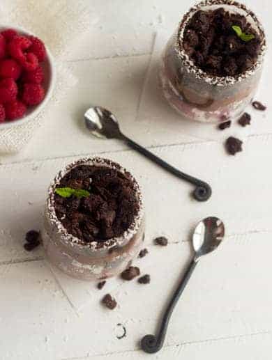 Brownie Coconut Raspberry Mousse Parfaits {Butter free + Gluten Free} - Food Faith Fitness