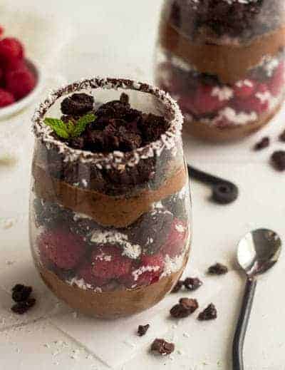 Brownie Coconut Raspberry Mousse Parfaits {Butter free + Gluten Free} - Food Faith Fitness