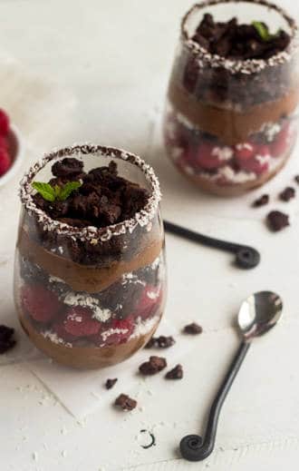Brownie Coconut Raspberry Mousse Parfaits {Butter free + Gluten Free} - Food Faith Fitness