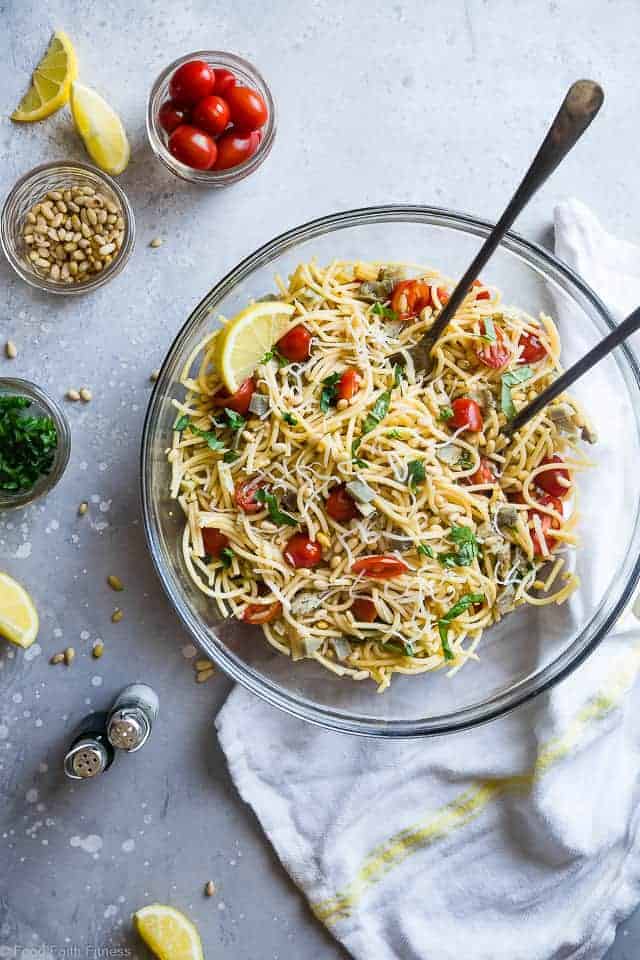 Vegan Gluten-Free Pasta Salad with Artichokes and Lemon Vinaigrette