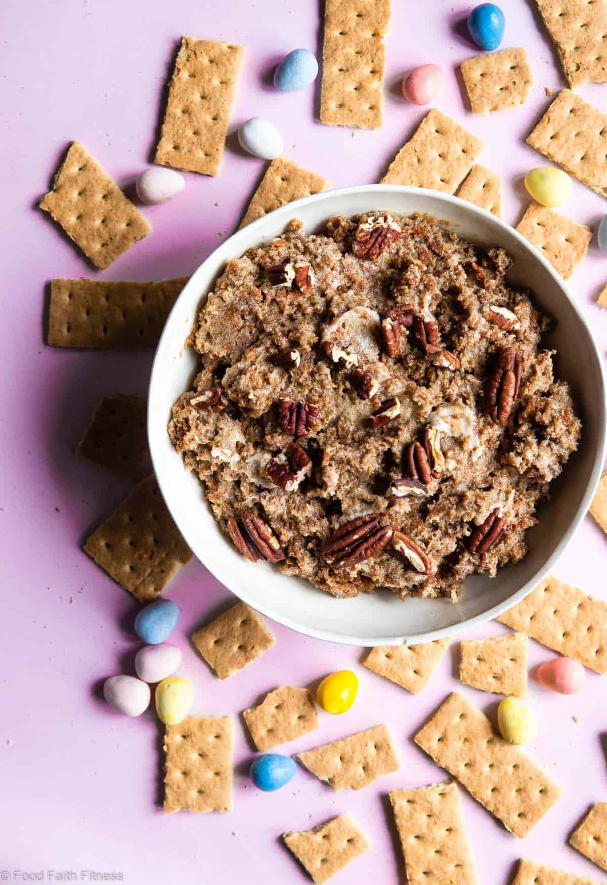 Gluten Free Carrot Cake Dip - This Gluten Free Coconut Flour Carrot Cake Dip is the EASIEST dessert you will ever make and is a huge crowd pleaser! Dairy free option included too! | #Foodfaithfitness | #Glutenfree #Healthy #Dairyfree #Easter #CarrotCake