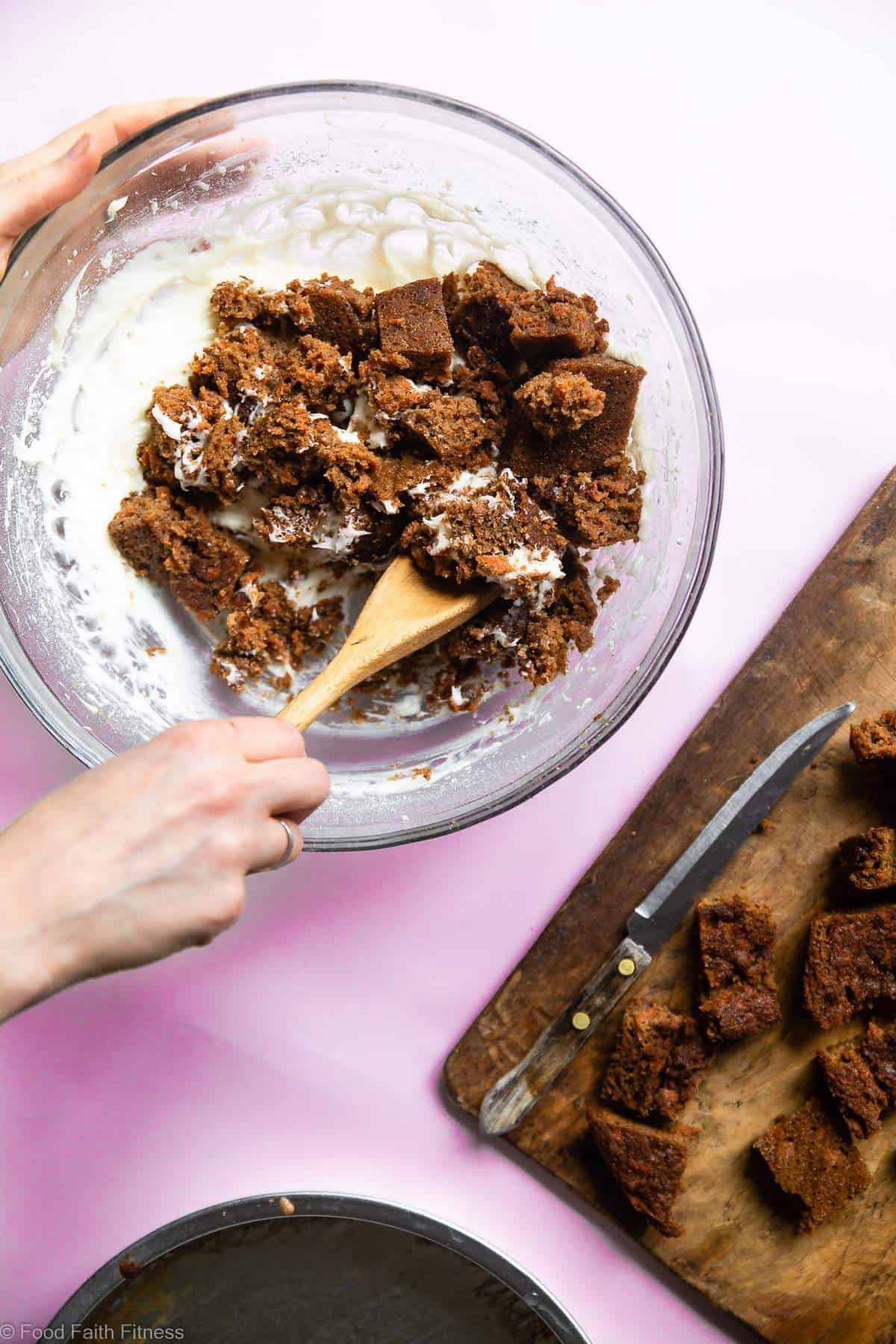 Gluten Free Carrot Cake Dip - This Gluten Free Coconut Flour Carrot Cake Dip is the EASIEST dessert you will ever make and is a huge crowd pleaser! Dairy free option included too! | #Foodfaithfitness | 