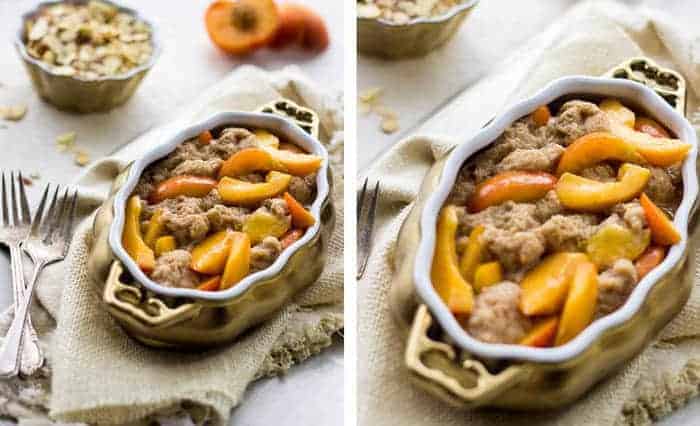 Healthy French Toast Bake with Peaches and Almond Streusel #Brunchweek #Healthy #Breakfast #Recipe - Food Faith Fitness