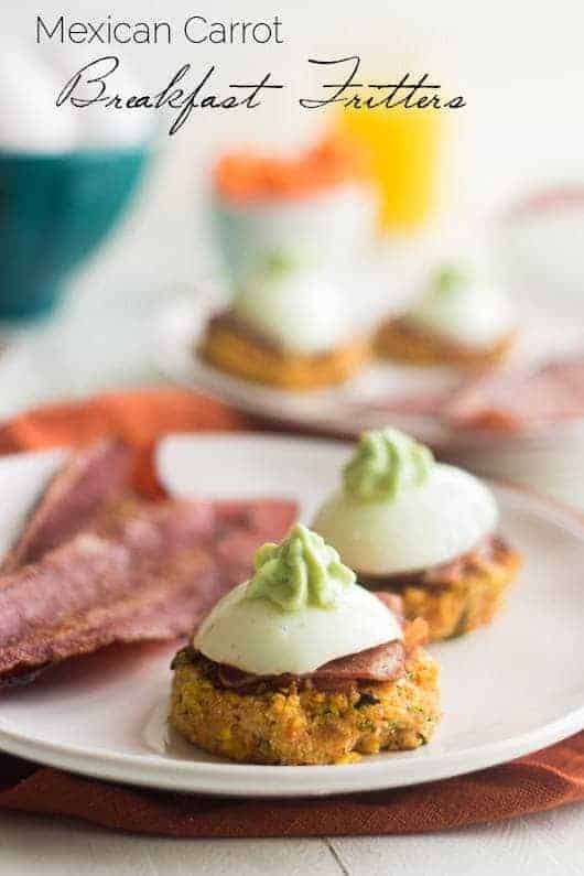 Mexican Carrot Fritters with Bacon and Egg #glutenfree #Brunchweek #Healthy #Breakfast #Recipe - Food Faith Fitness