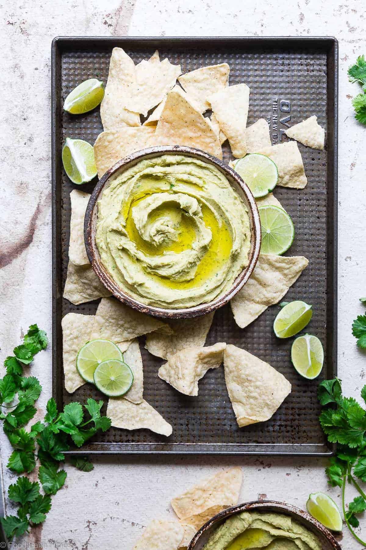 Cilantro Lime Jalapeno Hummus - This spicy, ADDICTING homemade hummus doesn't use tahini! Perfect for snacks, or spreading on a sandwich and gluten free, vegan and 0 Weight Watchers Freestlye Points! | #Foodfaithfitness | #Vegan #Glutenfree #Healthy #Dairyfree #Hummus
