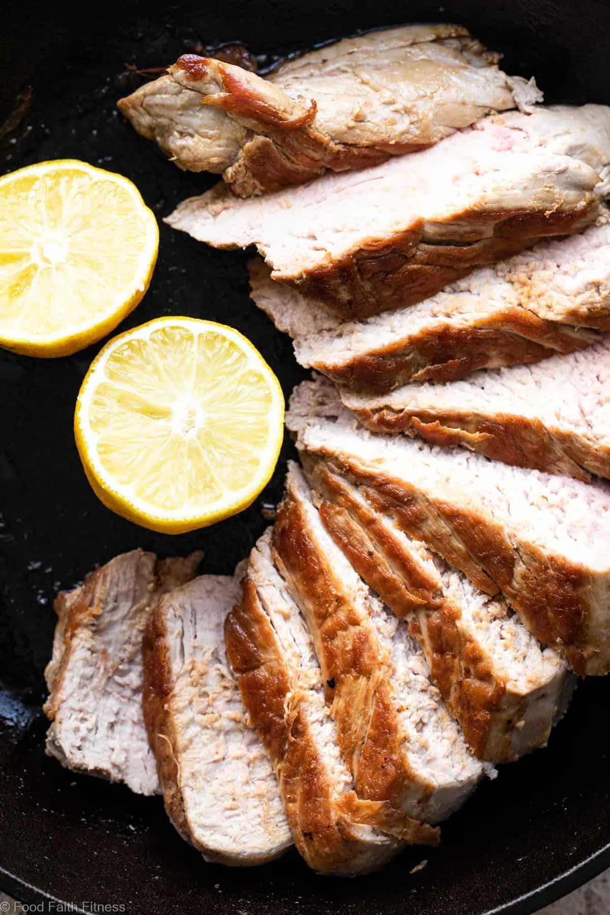 Keto Baked Pork Tenderloin with Pistachio Pesto - This easy, healthy, paleo friendly baked Pork Tenderloin has a delicious, creamy pistachio pesto! A low carb, sugar free weeknight meal that everyone will enjoy! | #Foodfaithfitness |
