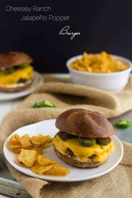 Cheesy Jalapeno Ranch Burger - Your new favorite #burger! - Food Faith Fitness | #SayCheeseburger #shop