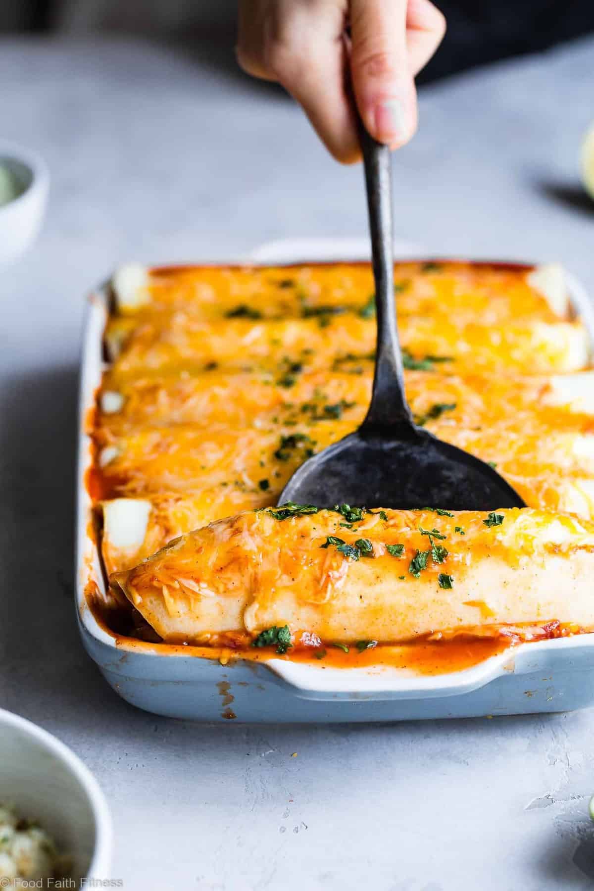 Healthy Low Carb Chicken Enchiladas - This gluten free Healthy Low Carb Chicken Enchilada Recipe uses a secret ingredient to make it low carb, protein PACKED and under 500 calories for a HUGE serving! These do NOT taste healthy and even picky eaters love them! | #Foodfaithfitness | #Lowcarb #Glutenfree #Healthy #Grainfree #Enchiladas Healthy Low Carb Chicken Enchiladas - This gluten free Healthy Low Carb Chicken Enchilada Recipe uses a secret ingredient to make it low carb, protein PACKED and under 500 calories for a HUGE serving! These do NOT taste healthy and even picky eaters love them! | #Foodfaithfitness | #Lowcarb #Glutenfree #Healthy #Grainfree #Enchiladas