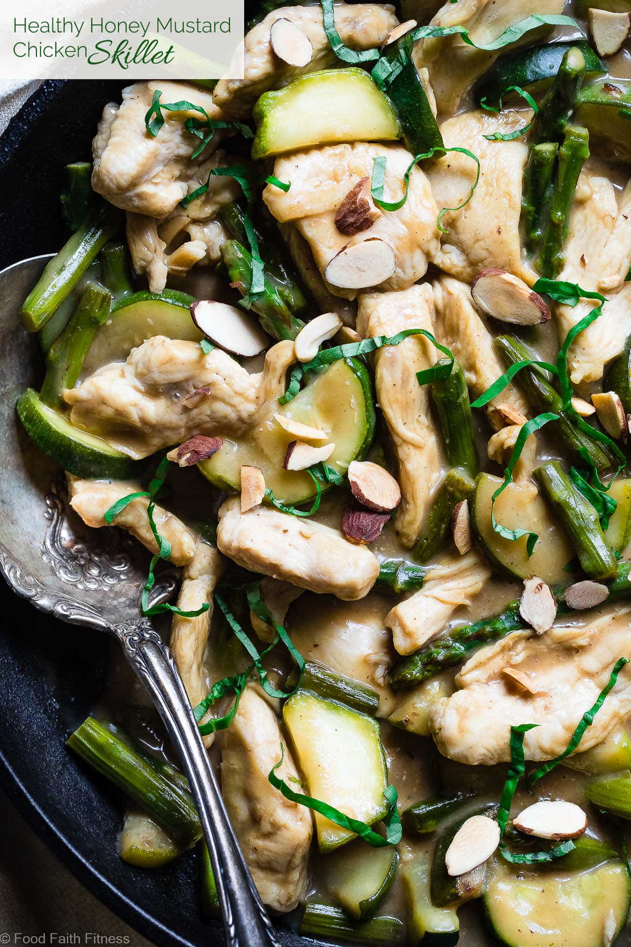 Easy Honey Mustard Chicken Skillet - This paleo friendly chicken skillet is quick, easy and healthy! It's kid-friendly, 30 minute meal that makes great leftovers and perfect for busy weeknights! | Foodfaithfitness.com | @FoodFaithFit