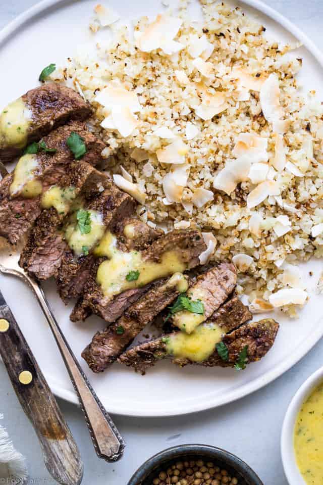 Mango Curry Steak With Coconut Cauliflower Rice