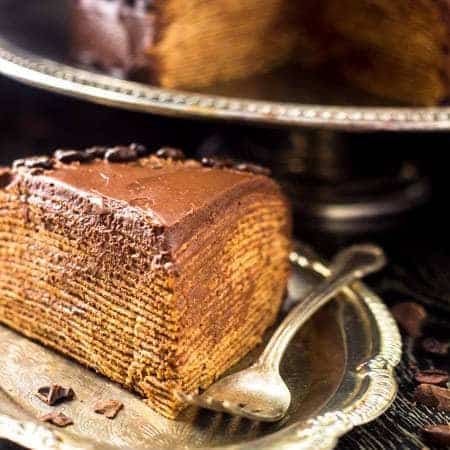 BAILEYS Chocolate Crepe Cake - A show-stopping dessert that is A LOT easier than you think! | Foodfaithfitness.com | #cake #dessert #recipe