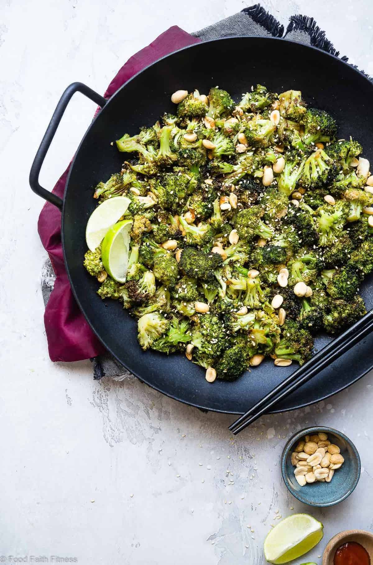Air Fryer Roasted Asian Broccoli - This healthy, gluten free and low carb Asian broccoli has a spicy, Asian dressing to give a kick to your next meal! Sure to make your family LOVE vegetables and an oven roasted option is included! | #Foodfaithfitness | #Vegan #Healthy #AirFyer #Glutenfree #Lowcarb Air Fryer Roasted Asian Broccoli - This healthy, gluten free and low carb Asian broccoli has a spicy, Asian dressing to give a kick to your next meal! Sure to make your family LOVE vegetables and an oven roasted option is included! | #Foodfaithfitness | #Vegan #Healthy #AirFyer #Glutenfree #Lowcarb