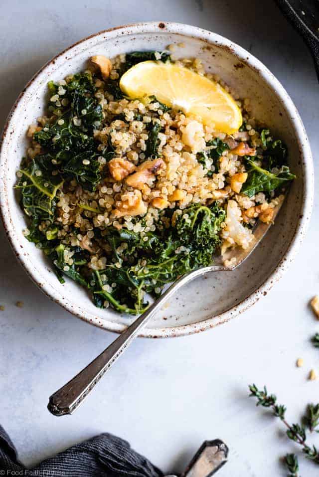 Kale Quinoa And Mushroom Skillet With Herb Butter