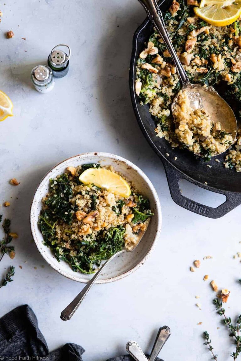 Kale Quinoa And Mushroom Skillet With Herb Butter