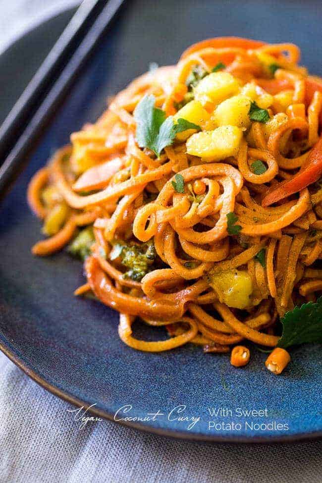 Vegan Coconut Curry with Sweet Potato Noodles – This curry is ULTRA creamy and loaded with veggies, for a quick and SO easy, healthy dinner that is gluten free, vegan and paleo friendly! This has RAVE reader reviews! | #FoodFaithFitness | #Glutenfree #Vegan #Paleo #Dairyfree #Healthy Vegan Coconut Curry with Sweet Potato Noodles – This curry is ULTRA creamy and loaded with veggies, for a quick and SO easy, healthy dinner that is gluten free, vegan and paleo friendly! This has RAVE reader reviews! | #FoodFaithFitness | #Glutenfree #Vegan #Paleo #Dairyfree #Healthy
