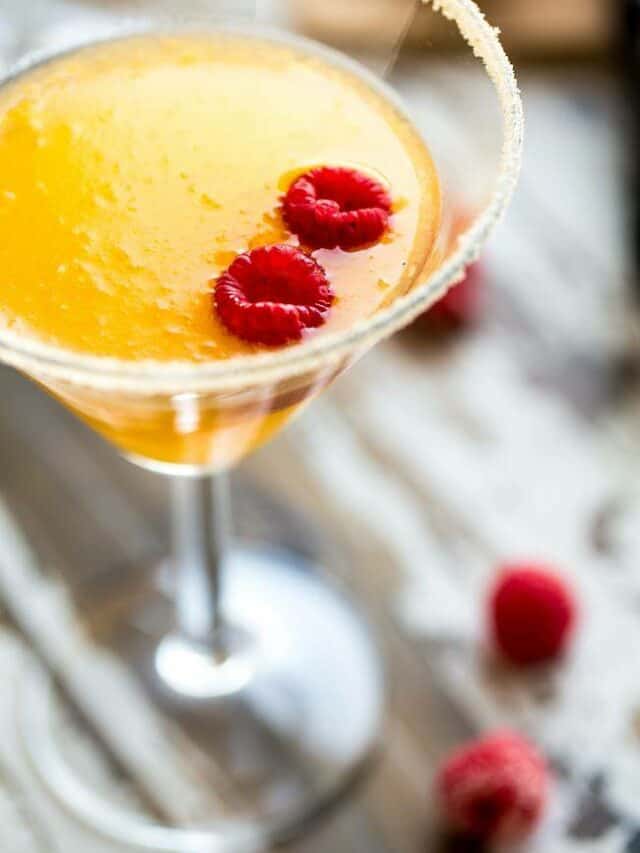 Peach Martini With Raspberry