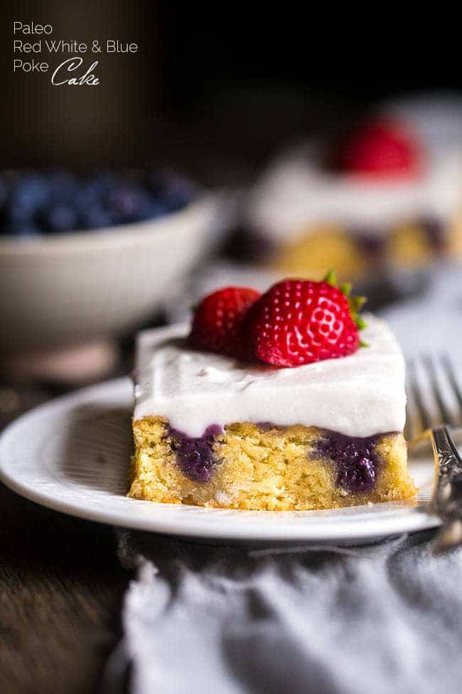 Paleo Poke Cake With Blueberries, Strawberries, And Coconut Cream + Healthy Berry Desserts
