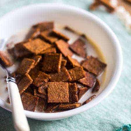 6 Ingredient Paleo Cinnamon Toast Crunch - This homemade cereal recipe tastes just like Cinnamon Toast Crunch but is gluten, grain, dairy and refined-sugar free! It's a healthy take on a childhood treat that is so easy to make! | Foodfaithfitness.com | @FoodFaithFit
