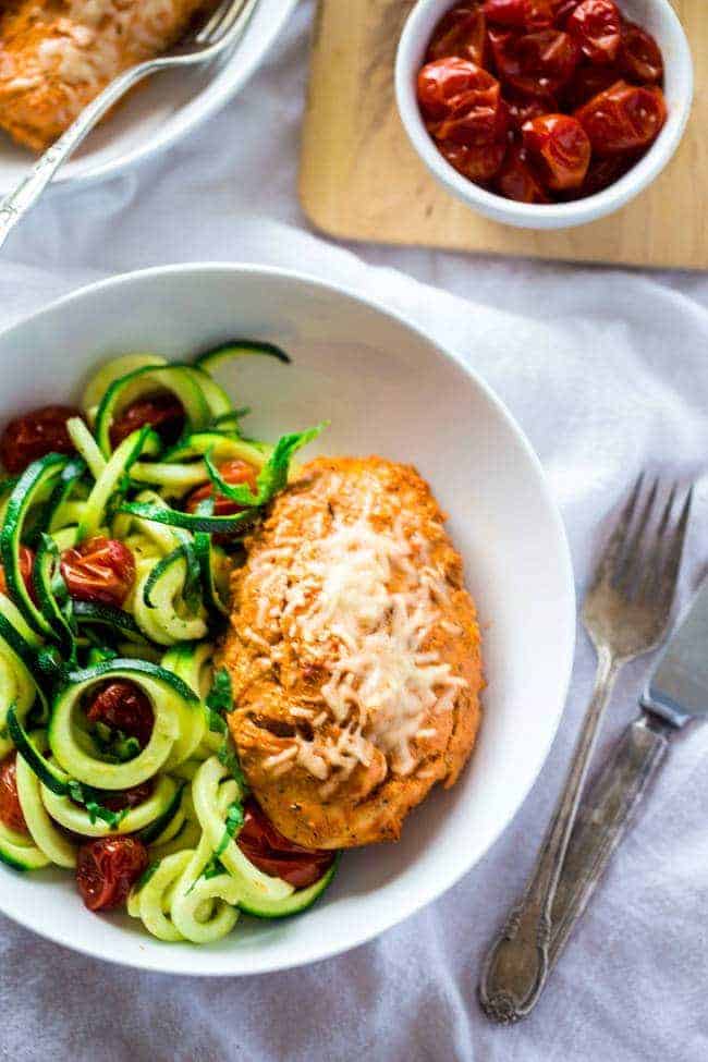 Sun-Dried Tomato Greek Yogurt Chicken And Zucchini Noodles