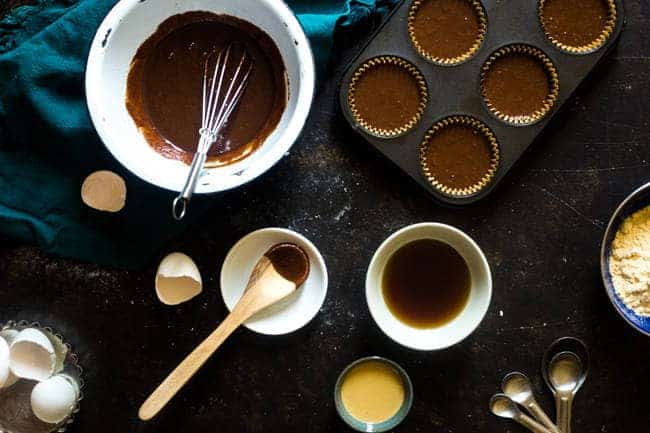 Paleo Chocolate Muffins with Tahini - These gluten free chocolate muffins are sweetened with maple syrup and have a hint of tahini. They're a healthy, easy breakfast for busy mornings that are only 170 calories! | Foodfaithfitness.com | @FoodFaithFit