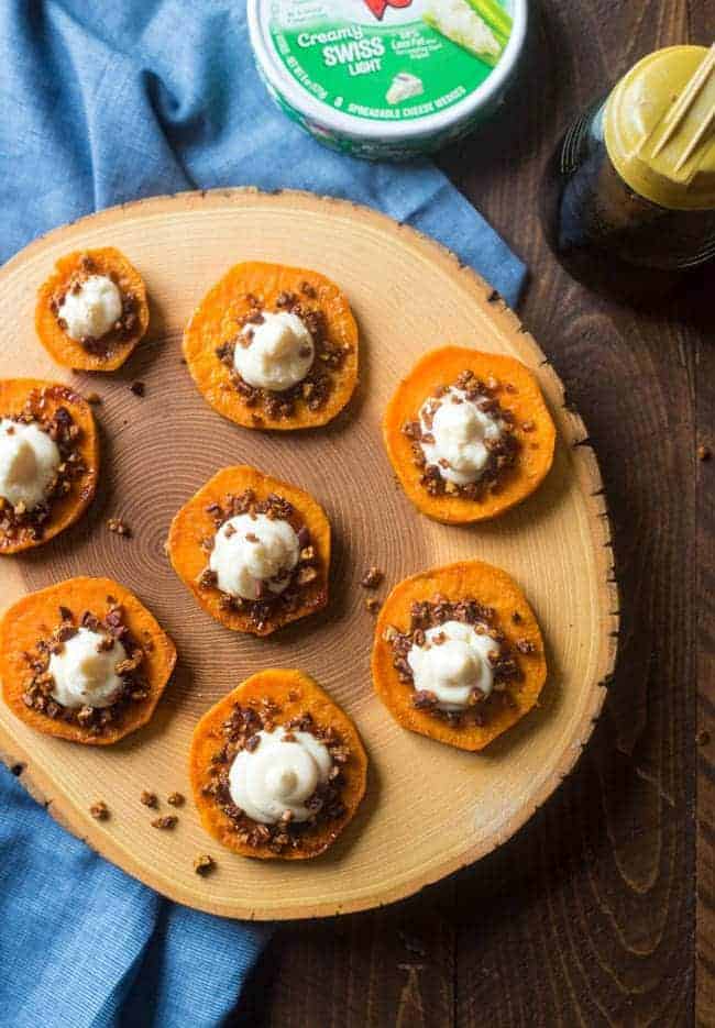 4 Ingredient Sweet Potato Pie Bites - These gluten free maple roasted sweet potato pie bites are a quick and easy snack or appetizer that tastes just like sweet potato pie, but are a whole easier to make! Perfect for Thanksgiving! | FoodFaithFitness.com | @FoodFaithFit