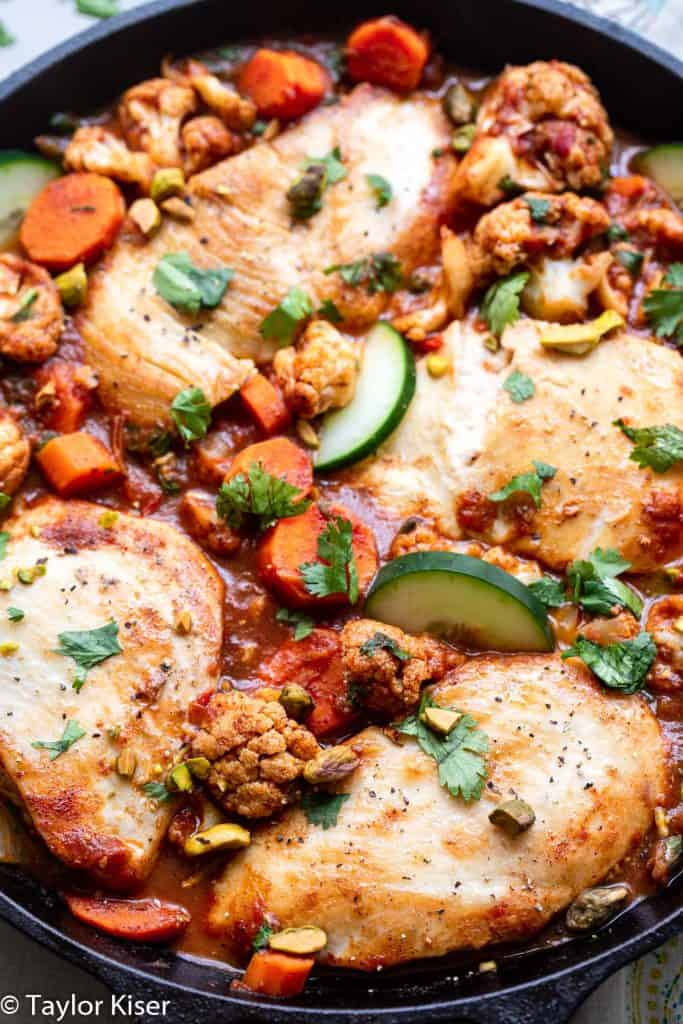 close up of Moroccan chicken