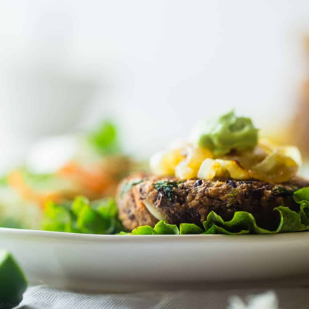 Black Bean Power Burger with Avocado Crema