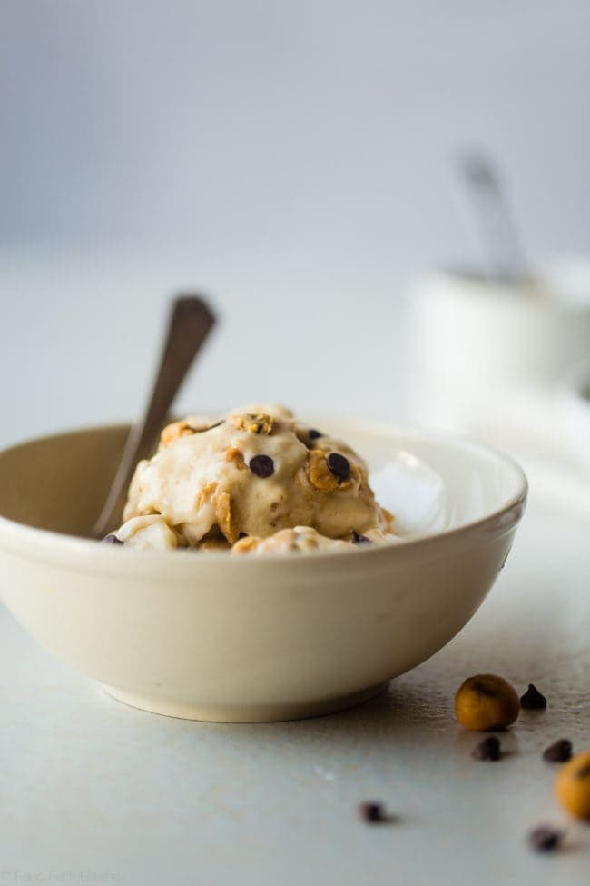 Vegan Cookie Dough Banana Ice Cream - This simple, vegan banana ice cream recipe has chunks of cookie dough! You'll never believe it's a healthy, gluten, dairy, and refined sugar free summer treat! | Foodfaithfitness.com | @FoodFaithFit