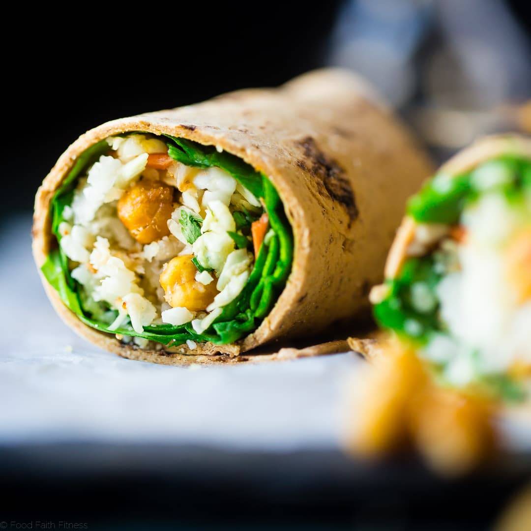 "Honey" Garlic-Roasted Chickpea Wraps