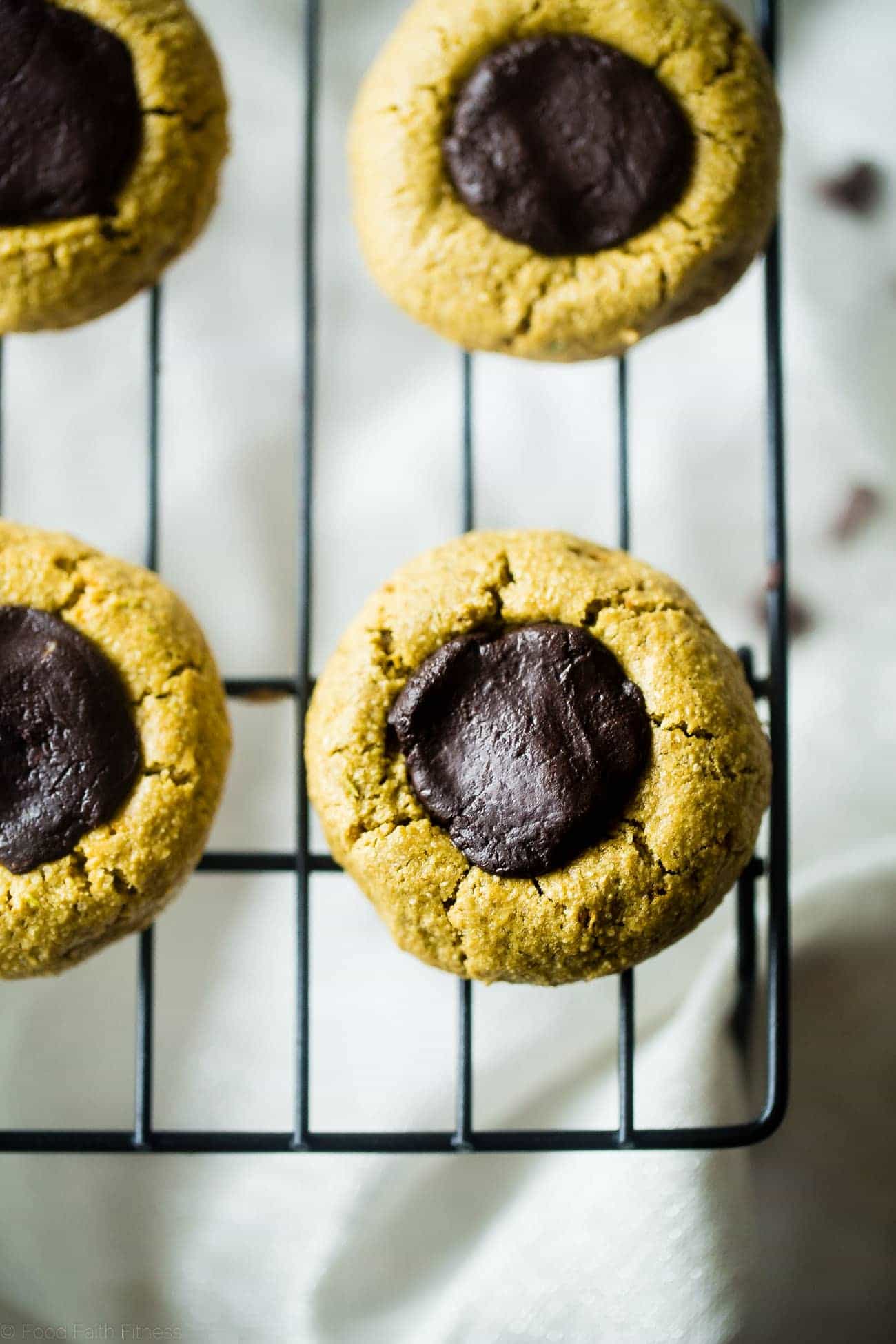 Chocolate Mint Truffle Cookies - These gluten free chocolate mint avocado cookies have a rich truffle center, are so soft and chewy and are only 100 calories! They're a healthy cookie for the holidays that are easy to make! | Foodfaithfitness.com | @FoodFaithFit