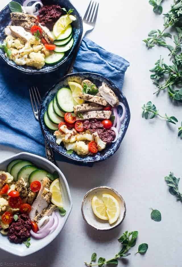 Greek Chicken Roasted Cauliflower Meal Prep Bowls