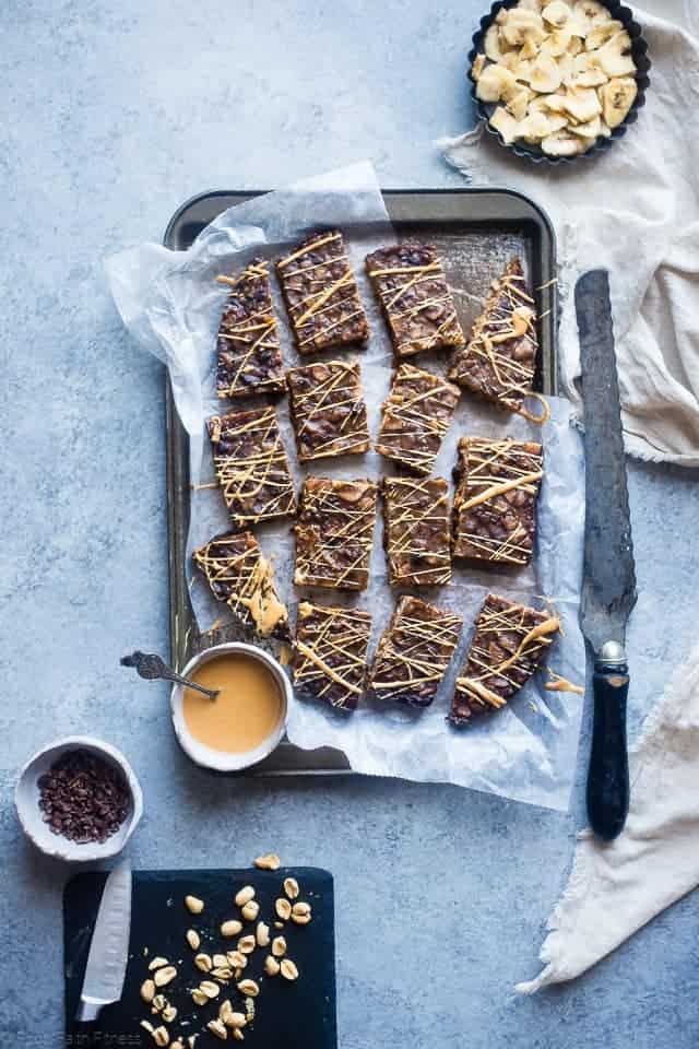 Slow Cooker Steel Cut Oats Energy Bars - These gluten free peanut butter banana energy bars are made in the slow cooker! They're an easy, healthy portable breakfast or snack! Kid friendly too! | Foodfaithfitness.com | @FoodFaithFit
