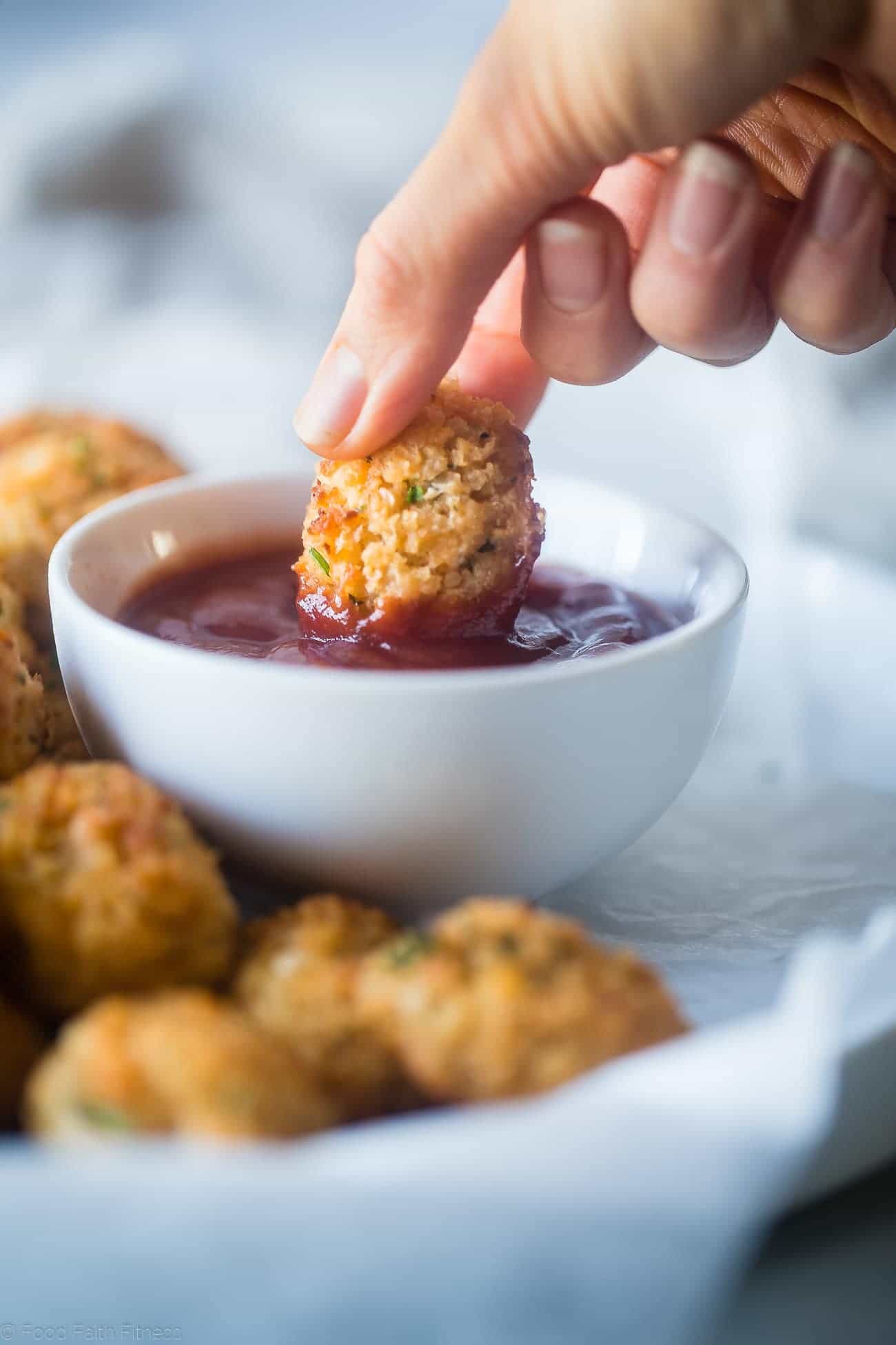 Baked Cauliflower Tater Tots - A gluten free, lower carb version of the classic comfort food that are crispy on the outside and soft on the inside. You'll never know they're healthy and made from hidden veggies! | Foodfaithfitness.com | @FoodFaithFit