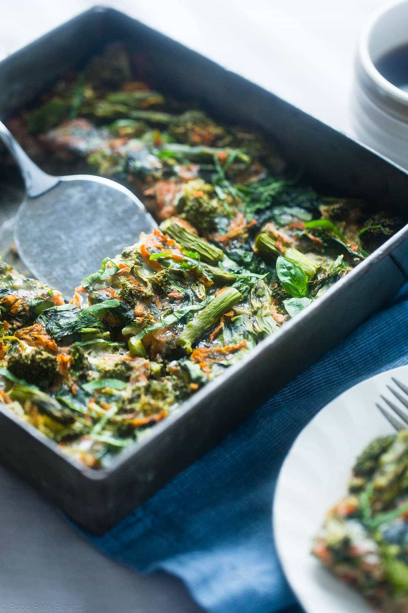 Gluten Free Spring Veggie Sausage Breakfast Casserole - This easy, overnight dairy free breakfast casserole is loaded with seasonal veggies and is only 175 calories! Perfect for spring brunches! | Foodfaithfitness.com | @FoodFaithFit