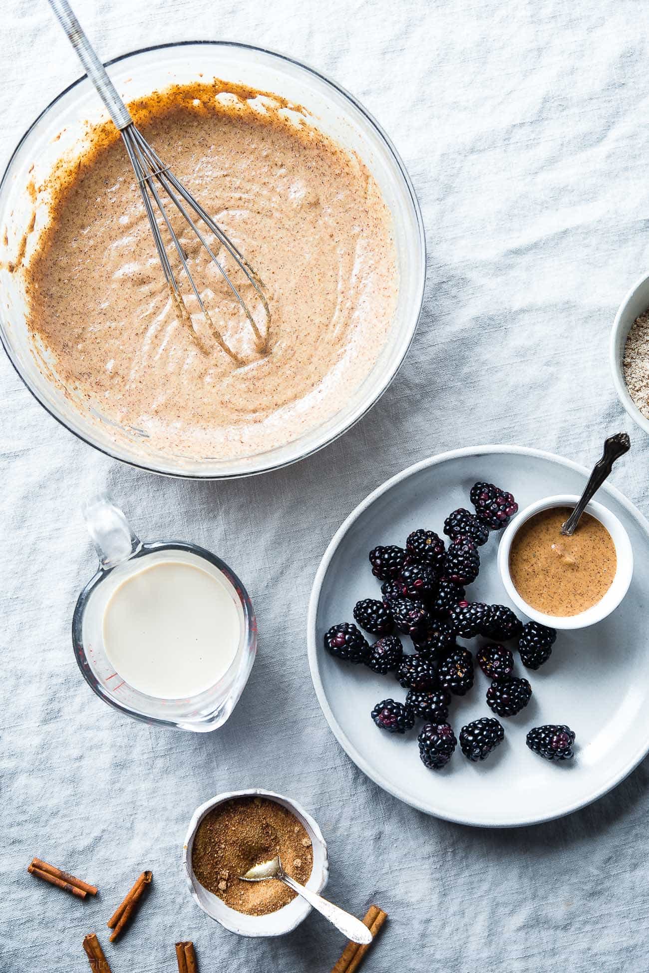 Single Serve Vegan Protein Waffles - These gluten free waffles are ready in only 10 minutes and are packed with healthy, plant-based protein! Top them with blackberry sauce for a delicious breakfast! | Foodfaithfitness.com | @FoodFaithFit