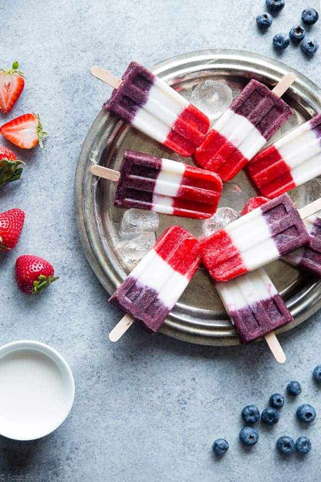 Strawberry-Coconut Ice Pops With Blueberries