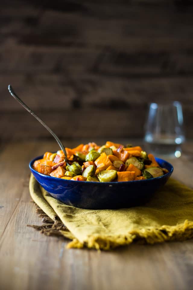 Oven Roasted Maple Bacon Brussels Sprouts 