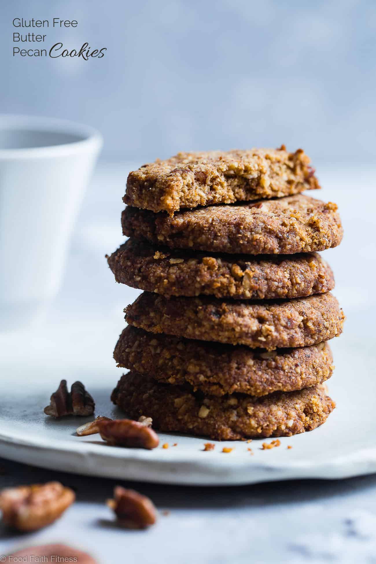 Chewy Butter Pecan Cookies - These 6 ingredient, gluten free Butter Pecan Cookies are perfectly crisp on the outside and chewy on the inside! A paleo and vegan friendly, dairy-free treat for the holidays! | Foodfaithfitness.com | @FoodFaithFit