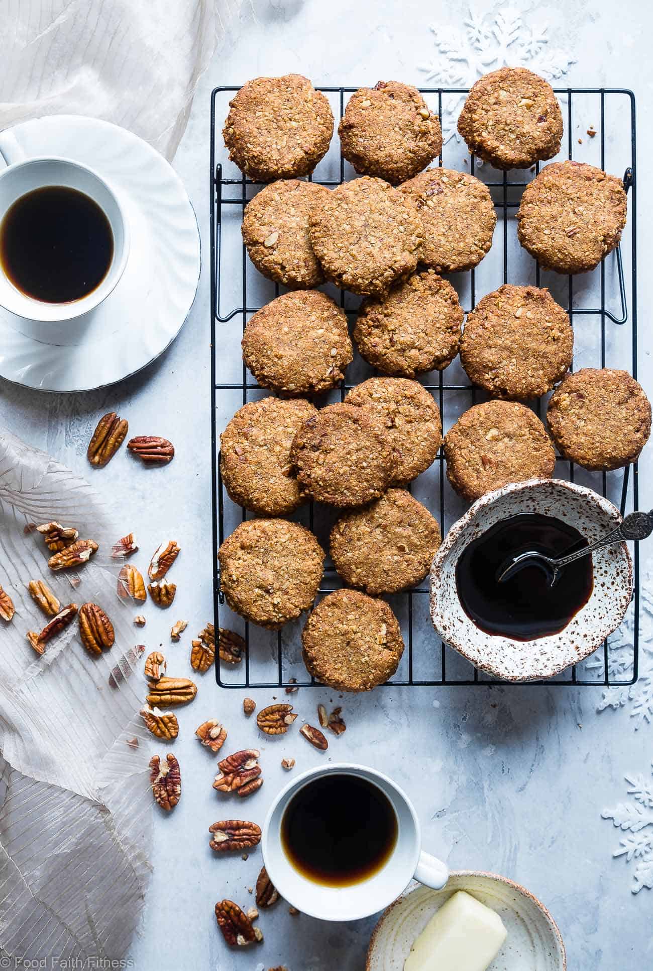 Chewy Butter Pecan Cookies - These 6 ingredient, gluten free Butter Pecan Cookies are perfectly crisp on the outside and chewy on the inside! A paleo and vegan friendly, dairy-free treat for the holidays! | Foodfaithfitness.com | @FoodFaithFit