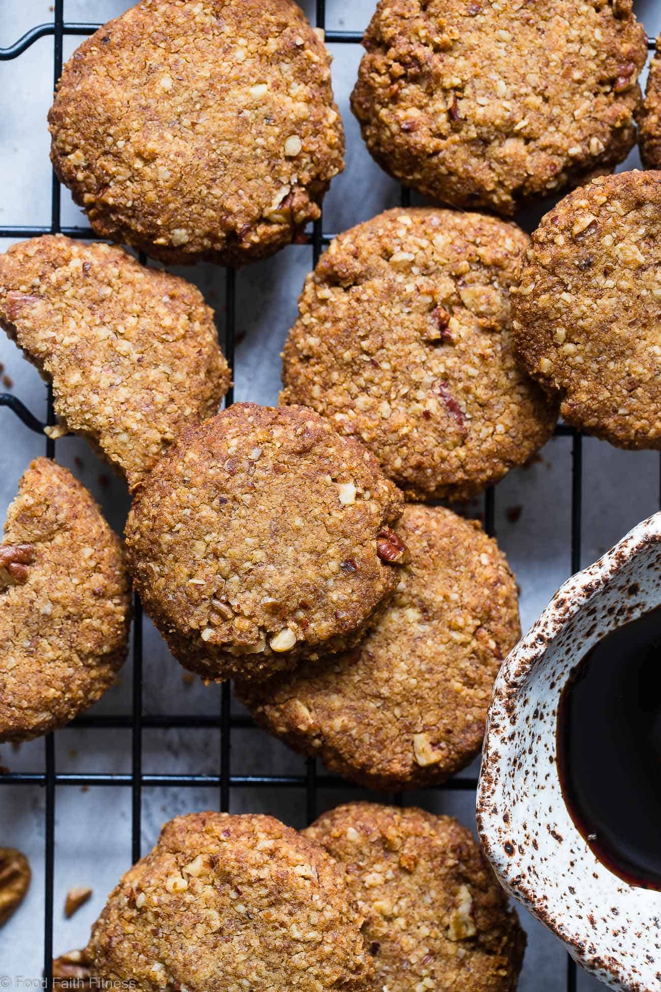 Chewy Butter Pecan Cookies - These 6 ingredient, gluten free Butter Pecan Cookies are perfectly crisp on the outside and chewy on the inside! A paleo and vegan friendly, dairy-free treat for the holidays! | Foodfaithfitness.com | @FoodFaithFit