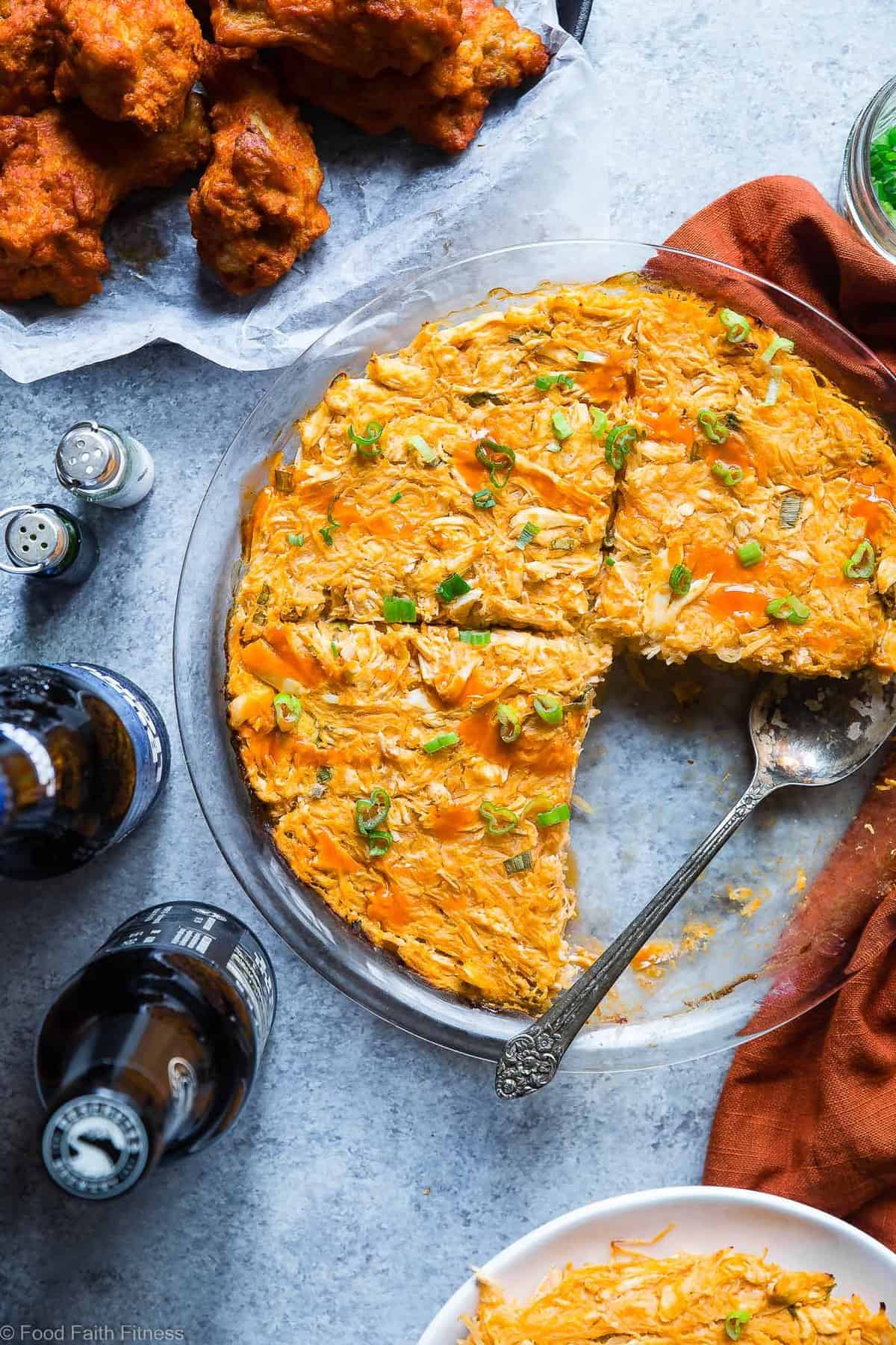 paleo buffalo chicken casserole in a serving dish