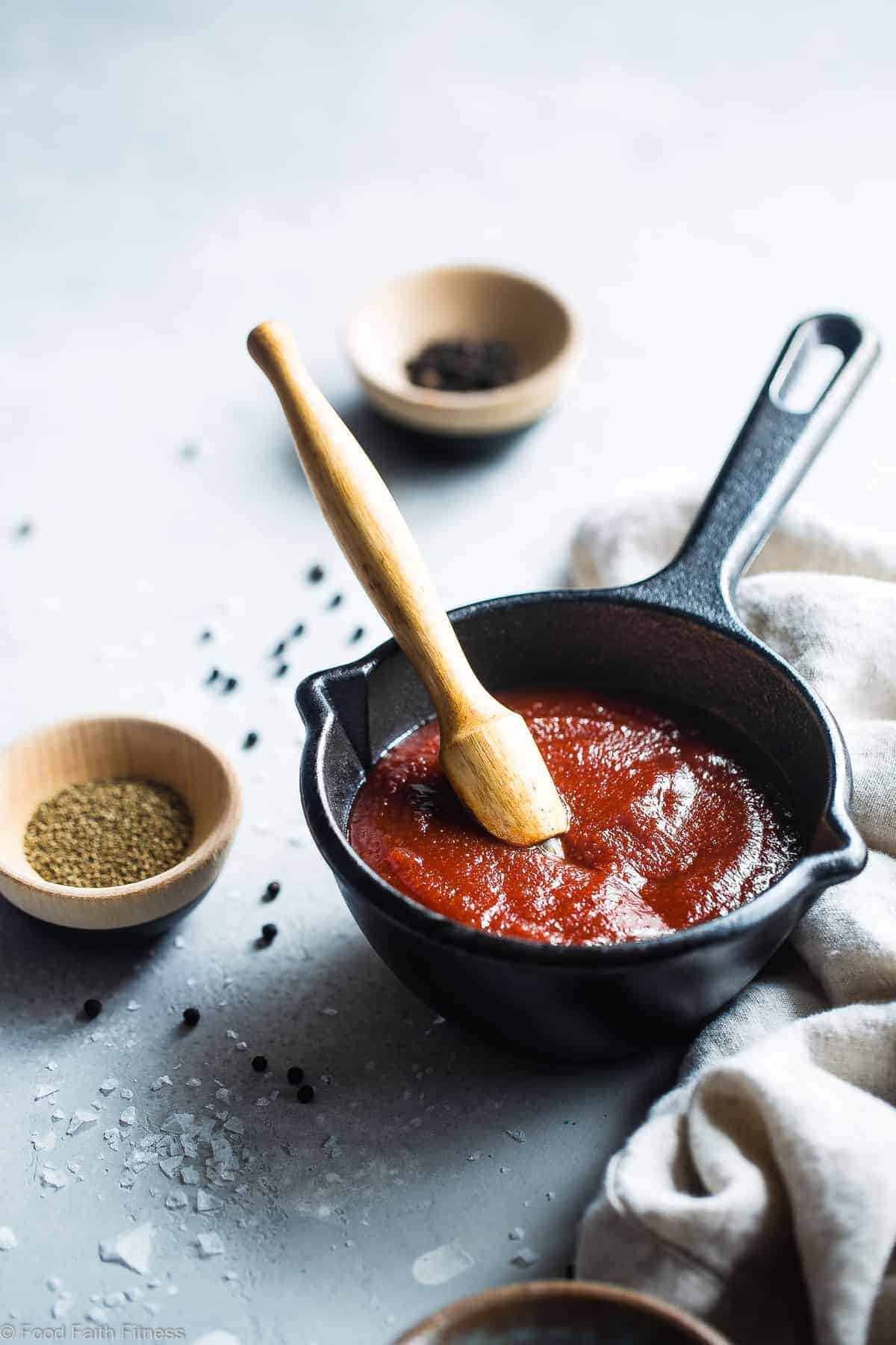 sugar free bbq sauce with ingredients all around