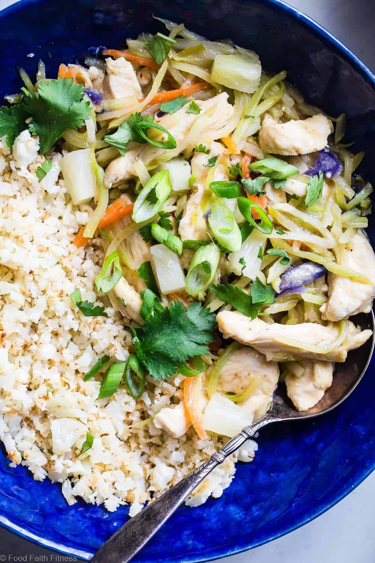 Paleo Thai Pineapple Chicken Curry - This quick and easy Paleo Chicken Curry uses coconut milk to make it extra creamy, and is naturally sweetened with pineapple! It's a spicy-sweet dinner that is gluten/grain/dairy/sugar free and whole30 compliant! | #Foodfaithfitness | #Whole30 #Glutenfree #Paleo #Curry #Dairyfree