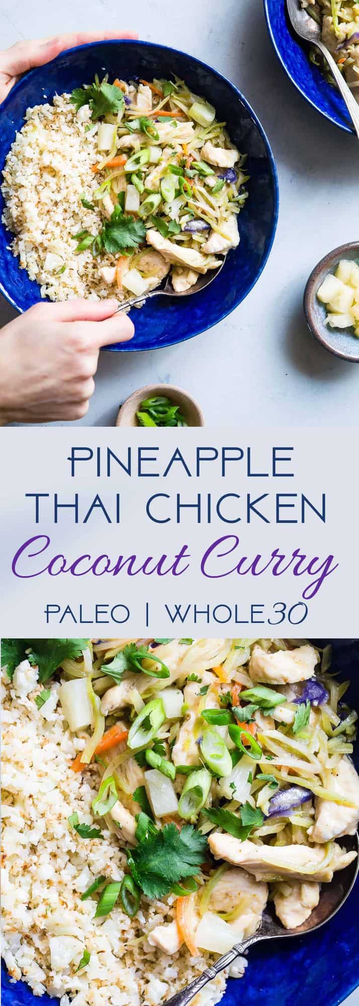 Paleo Thai Pineapple Chicken Curry - This quick and easy Paleo Chicken Curry uses coconut milk to make it extra creamy, and is naturally sweetened with pineapple! It's a spicy-sweet dinner that is gluten/grain/dairy/sugar free and whole30 compliant! | #Foodfaithfitness | #Whole30 #Glutenfree #Paleo #Curry #Dairyfree