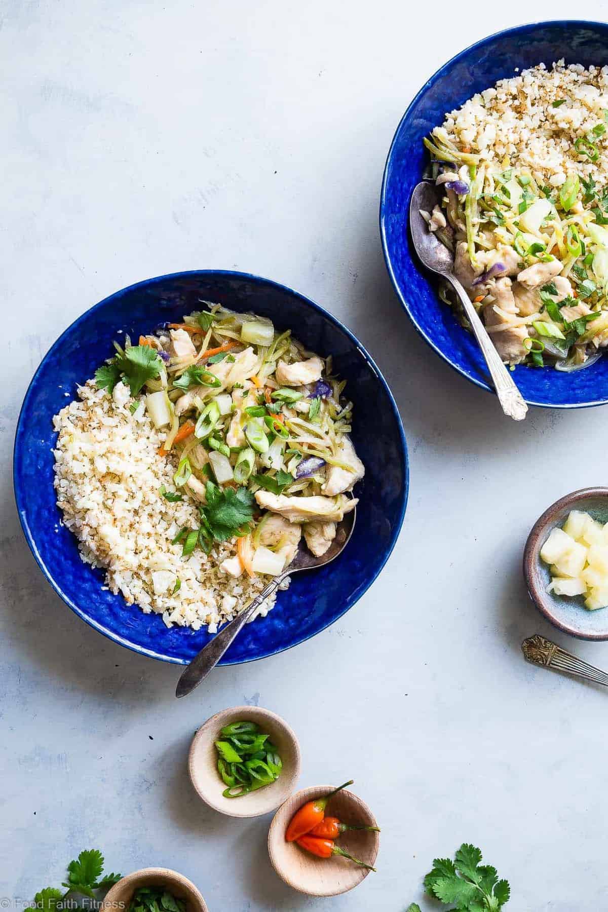 Paleo Thai Pineapple Chicken Curry - This quick and easy Paleo Chicken Curry uses coconut milk to make it extra creamy, and is naturally sweetened with pineapple! It's a spicy-sweet dinner that is gluten/grain/dairy/sugar free and whole30 compliant! | #Foodfaithfitness | #Whole30 #Glutenfree #Paleo #Curry #Dairyfree